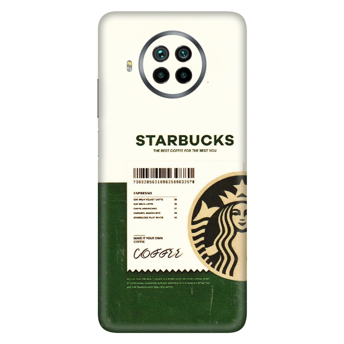 Xiaomi Redmi Phone Skins (All Models) - Starbucks Barcode - 3D Embossed Finish (L-308) Mi 10 T Lite