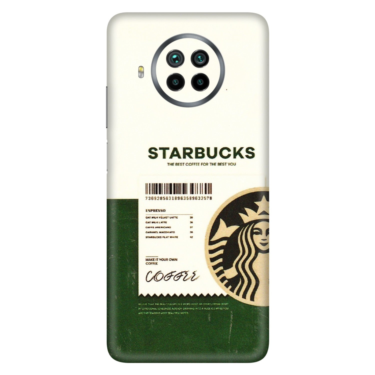 Xiaomi Redmi Phone Skins (All Models) - Starbucks Barcode - 3D Embossed Finish (L-308) Mi 10i