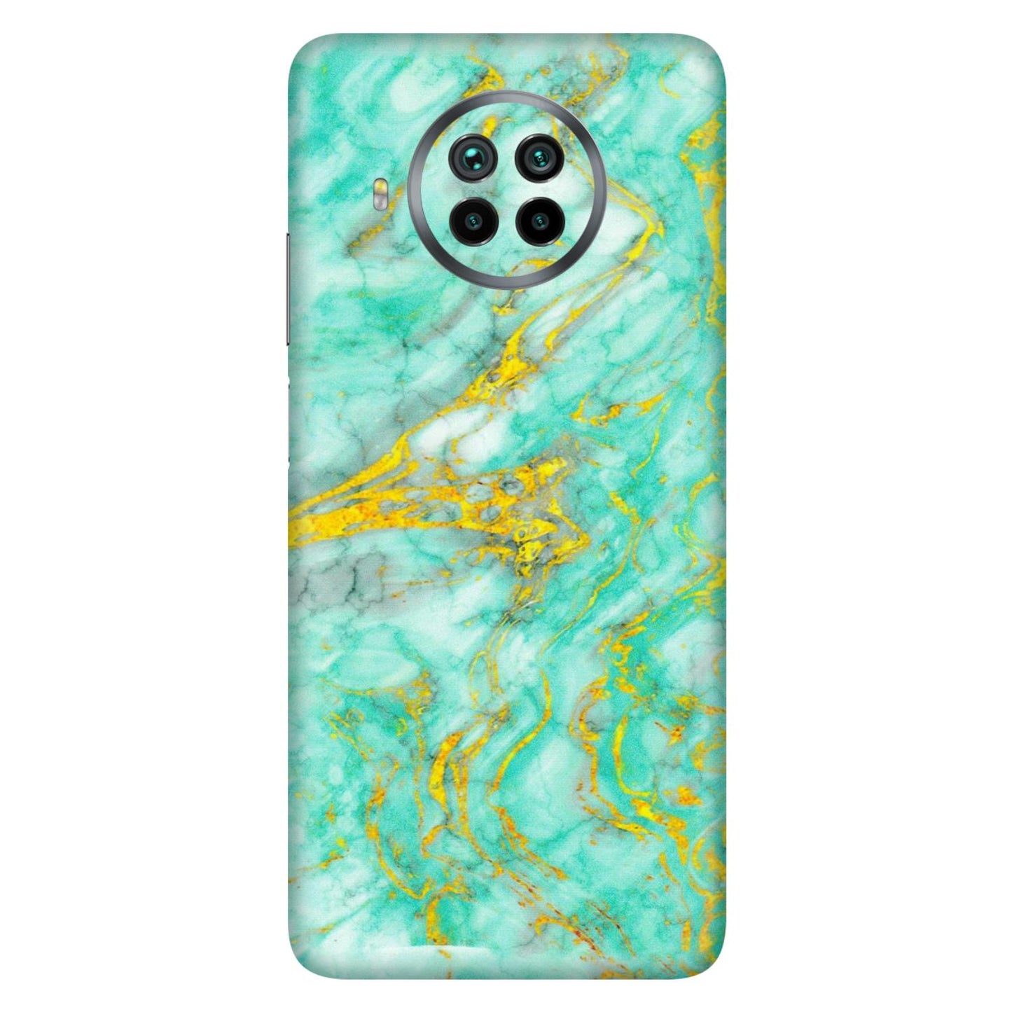 Xiaomi Redmi Phone Skins (All Models) - Green And Gold Marble Feel - Matte Finish (M-16) Mi 10i