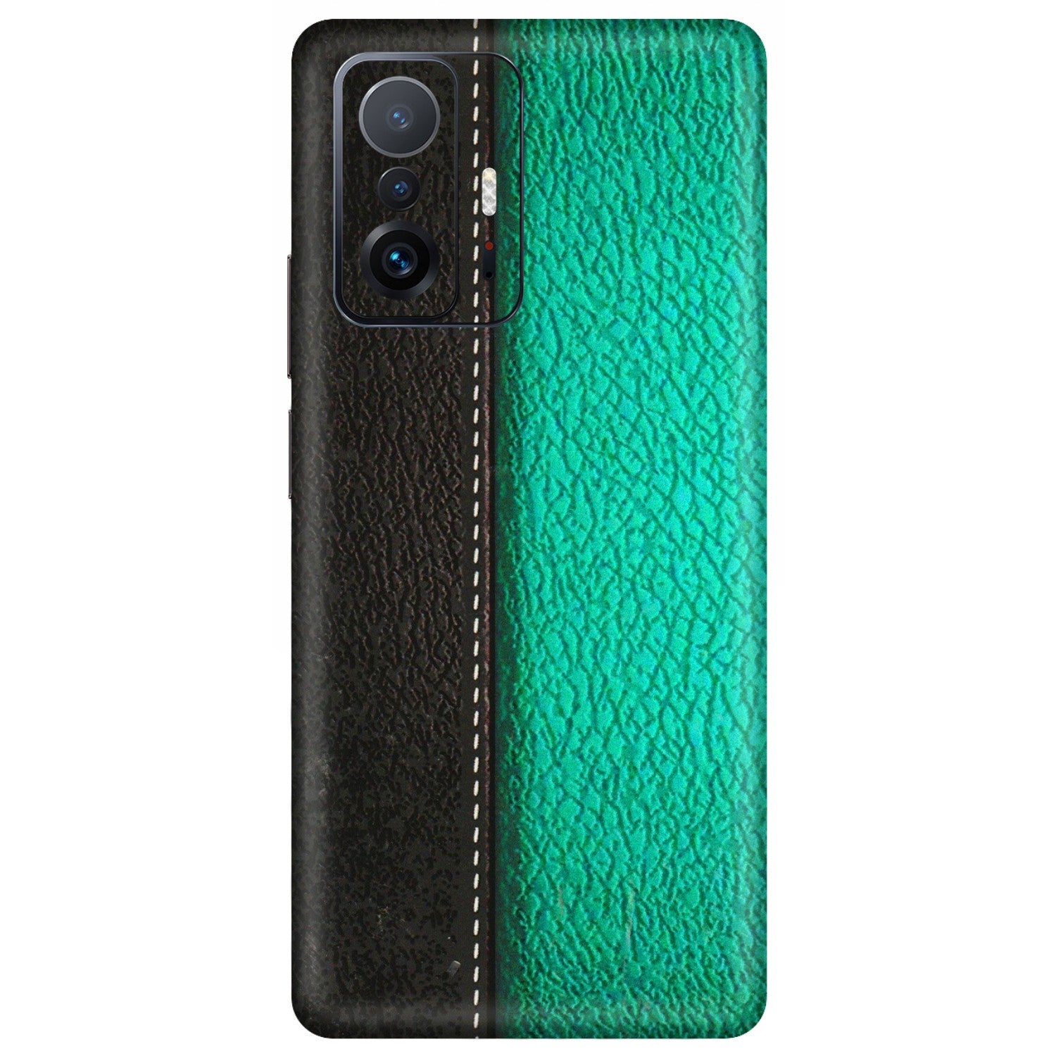 Xiaomi Redmi Phone Skins (All Models) - Black Green Dual  Leather Stich - 3D Embossed Finish (L-233) Mi 11 T Pro