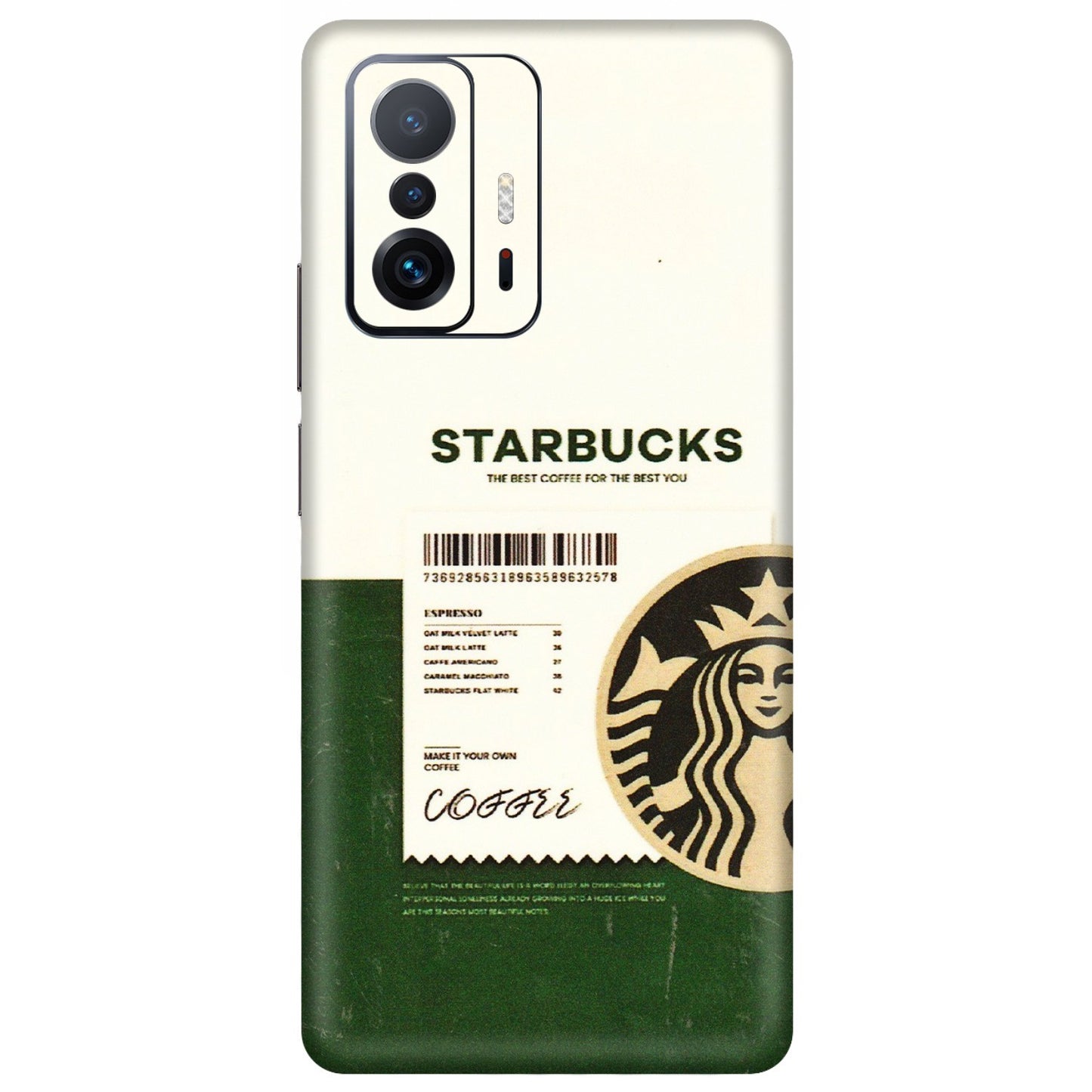Xiaomi Redmi Phone Skins (All Models) - Starbucks Barcode - 3D Embossed Finish (L-308) Mi 11 T Pro
