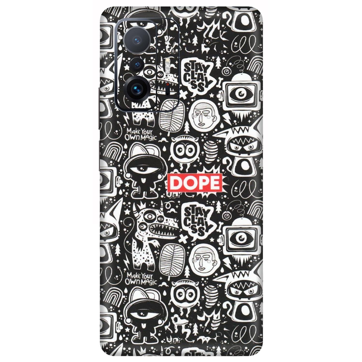 Xiaomi Redmi Phone Skins (All Models) - Dope Stay Classy Black Doodles - Matte Finish (M-126) Mi 11 T Pro