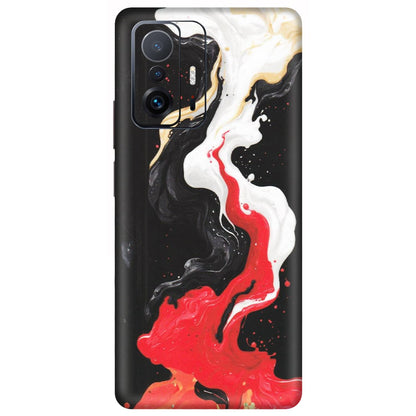 Xiaomi Redmi Phone Skins (All Models) - Black Red White Paint Splash Fusion - Matte Finish (M-56) Mi 11 T Pro