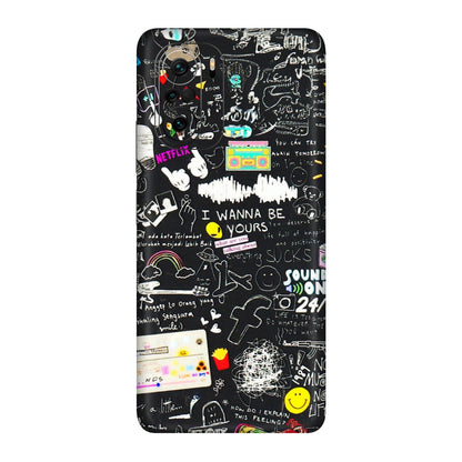 Xiaomi Redmi Phone Skins (All Models) - Black Creatives Doodles - 3D Embossed Finish (L-311) Mi 11 X