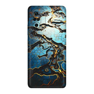 Xiaomi Redmi Phone Skins (All Models) - Blue Gold Abstract - 3D Embossed Finish (L-11) Mi 11X Pro