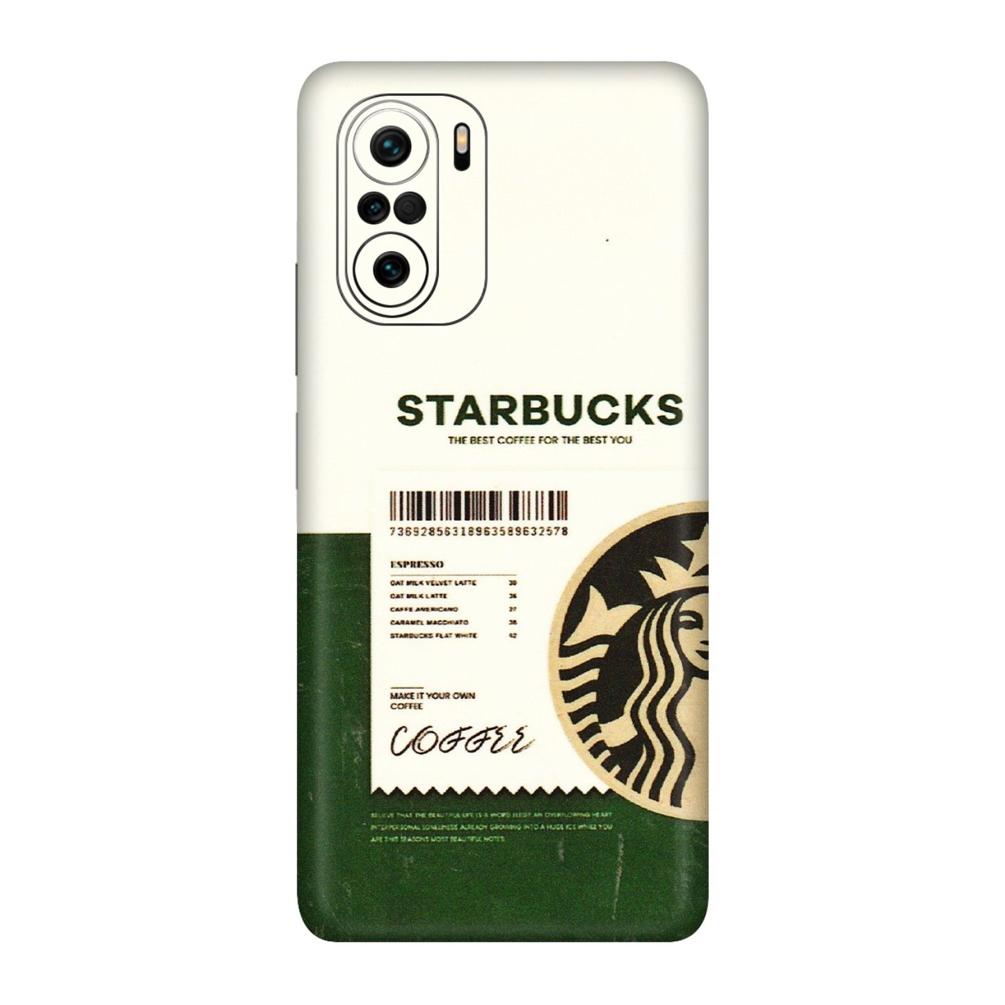 Xiaomi Redmi Phone Skins (All Models) - Starbucks Barcode - 3D Embossed Finish (L-308) Mi 11X Pro