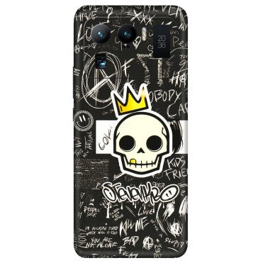Xiaomi Redmi Phone Skins (All Models) - Funny Skull Black Chalk Grafitti - 3D Embossed Finish (L-22) Mi 11 Ultra