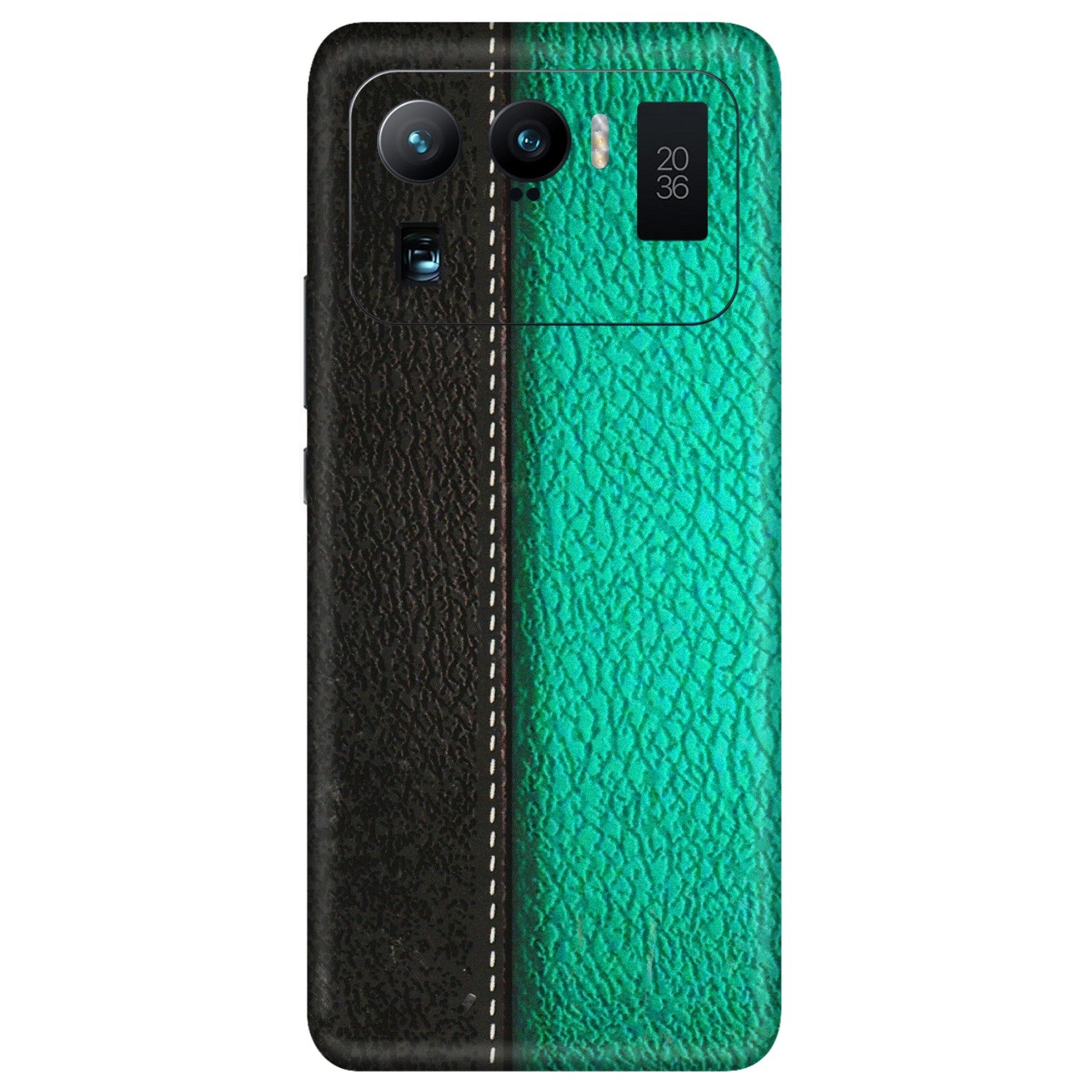 Xiaomi Redmi Phone Skins (All Models) - Black Green Dual  Leather Stich - 3D Embossed Finish (L-233) Mi 11 Ultra