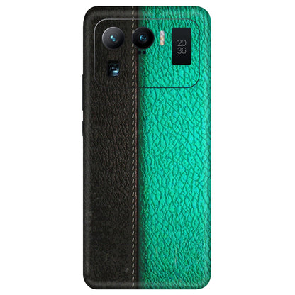 Xiaomi Redmi Phone Skins (All Models) - Black Green Dual  Leather Stich - 3D Embossed Finish (L-233) Mi 11 Ultra