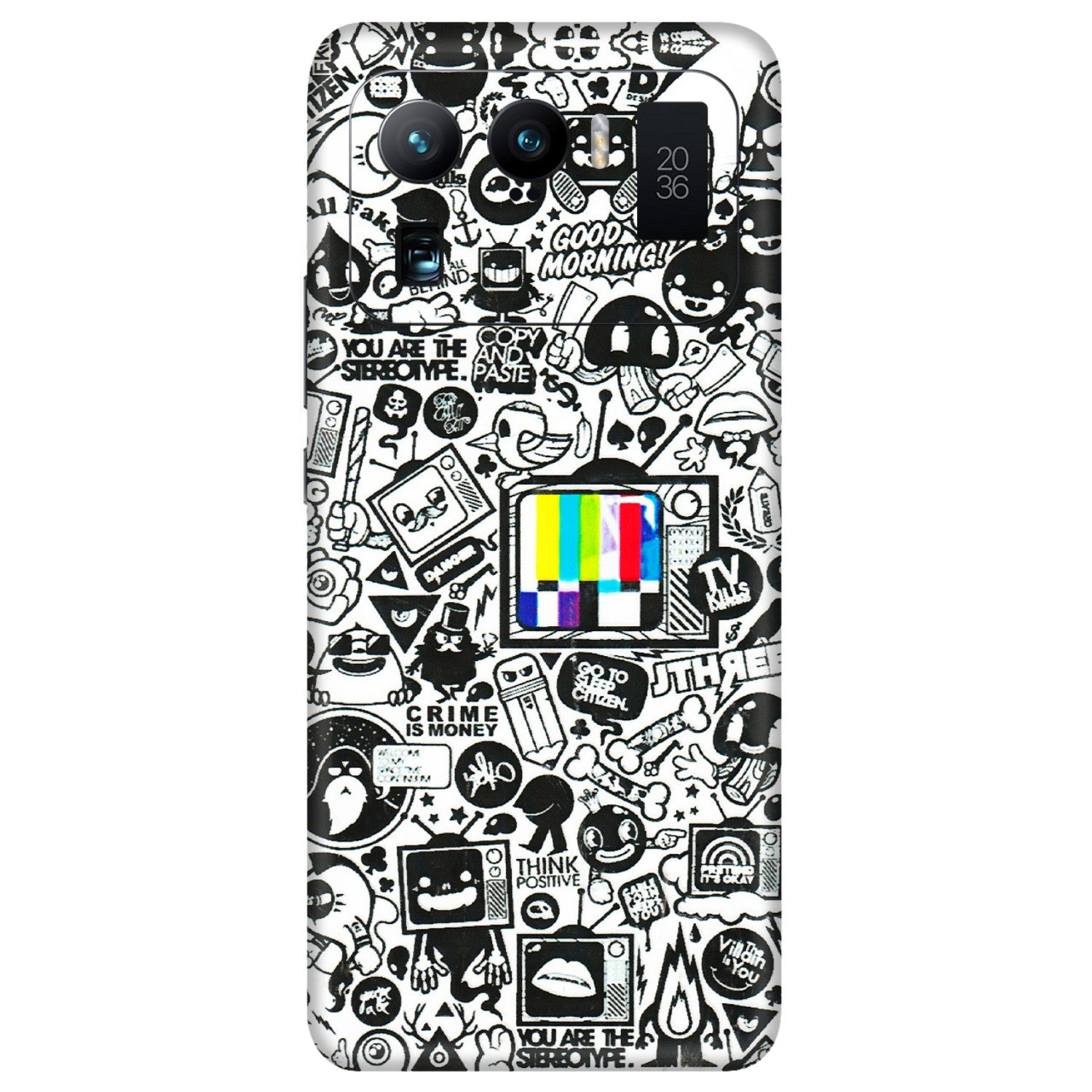 Xiaomi Redmi Phone Skins (All Models) - Doodles Positive Art - 3D Embossed Finish (L-263) Mi 11 Ultra