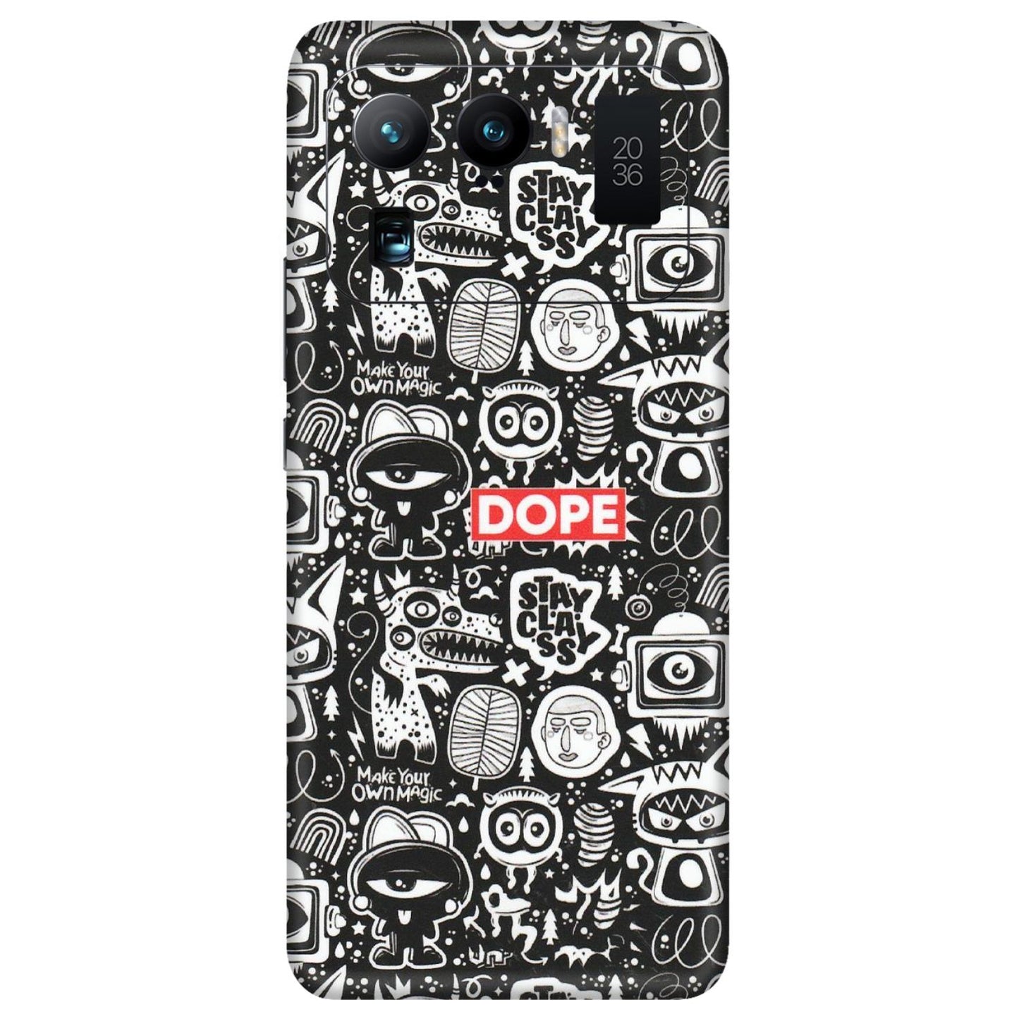 Xiaomi Redmi Phone Skins (All Models) - Dope Stay Classy Black Doodles - Matte Finish (M-126) Mi 11 Ultra
