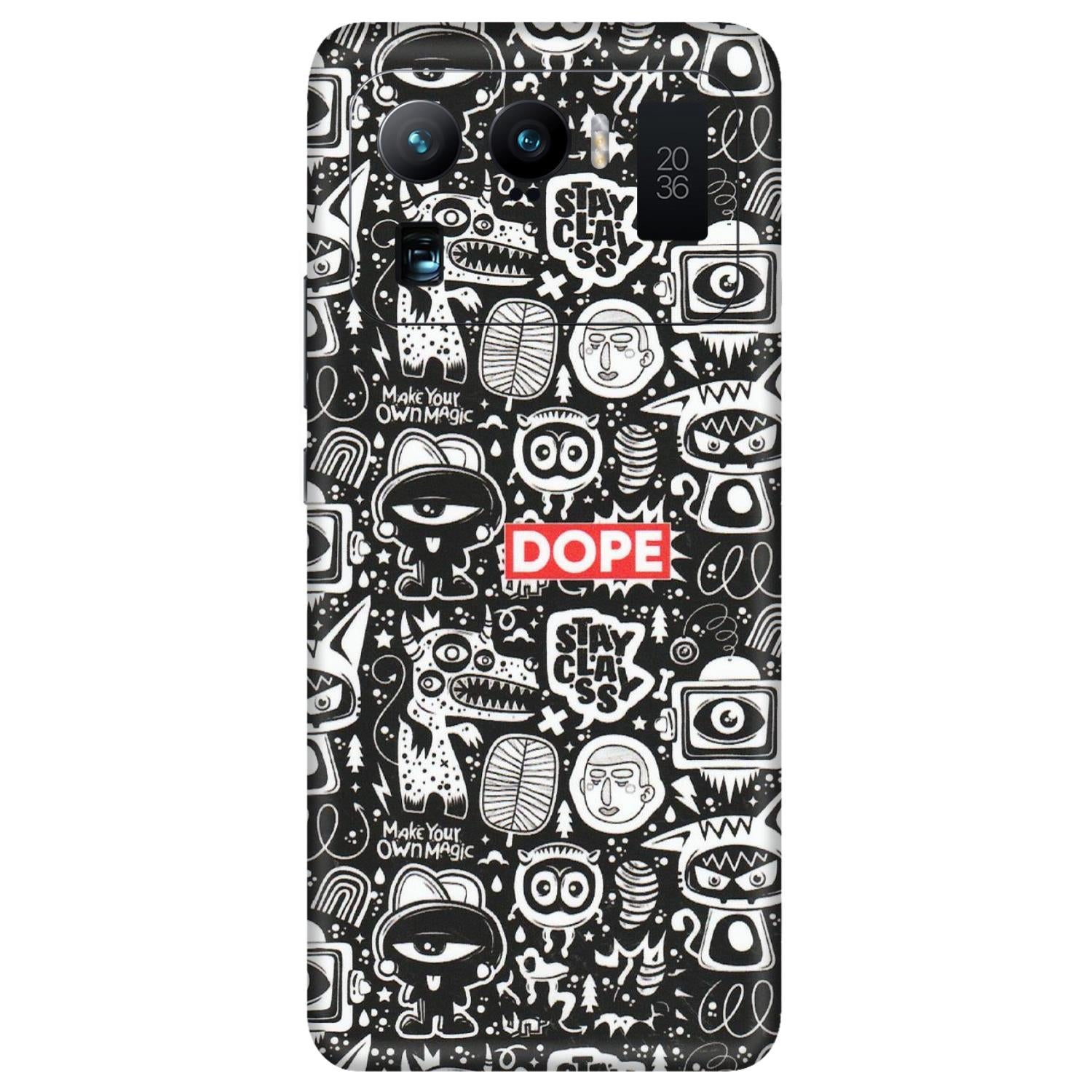 Xiaomi Redmi Phone Skins (All Models) - Dope Stay Classy Black Doodles - Matte Finish (M-126) Mi 11 Ultra