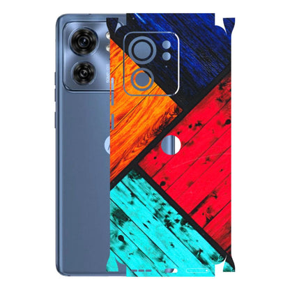 Motorola Phone Skins (All Models) - Colourful Wood Panels Abstract - 3D Embossed Finish (L-09) Moto Edge 40 (5G)