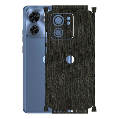 Motorola Phone Skins (All Models) - Black Abstract Pattern - 3D Embossed Finish (L-117) Moto Edge 40 (5G)