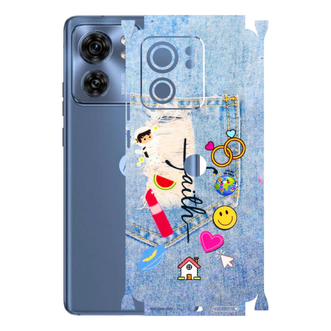 Motorola Phone Skins (All Models) - Denim Jeans Pocket - 3D Embossed Finish (L-134) Moto Edge 40 (5G)