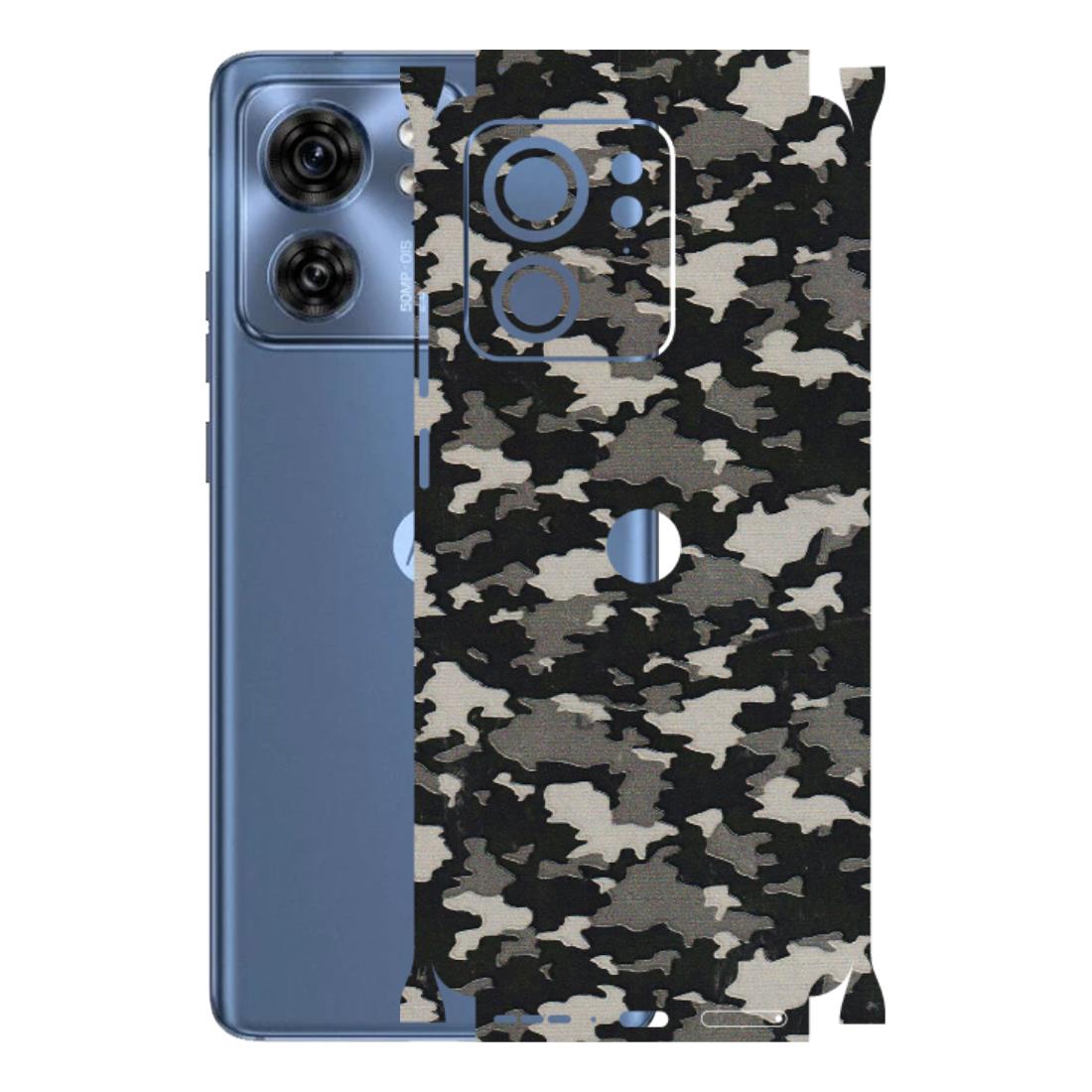 Motorola Phone Skins (All Models) - Black/Grey Camoflaunge - 3D Embossed Finish (L-142) Moto Edge 40 (5G)