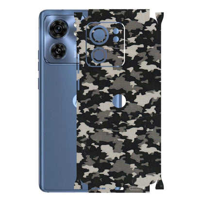 Motorola Phone Skins (All Models) - Black/Grey Camoflaunge - 3D Embossed Finish (L-142) Moto Edge 40 (5G)