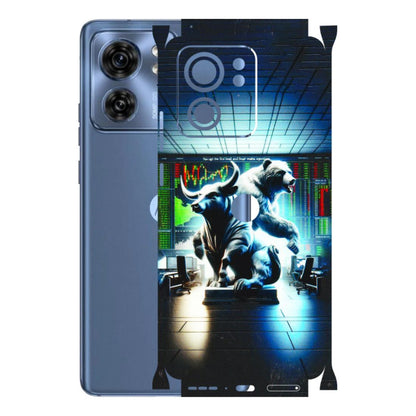 Motorola Phone Skins (All Models) - Stock Market Sensex Bear vs Bulls - 3D Embossed Finish (L-15) Moto Edge 40 (5G)