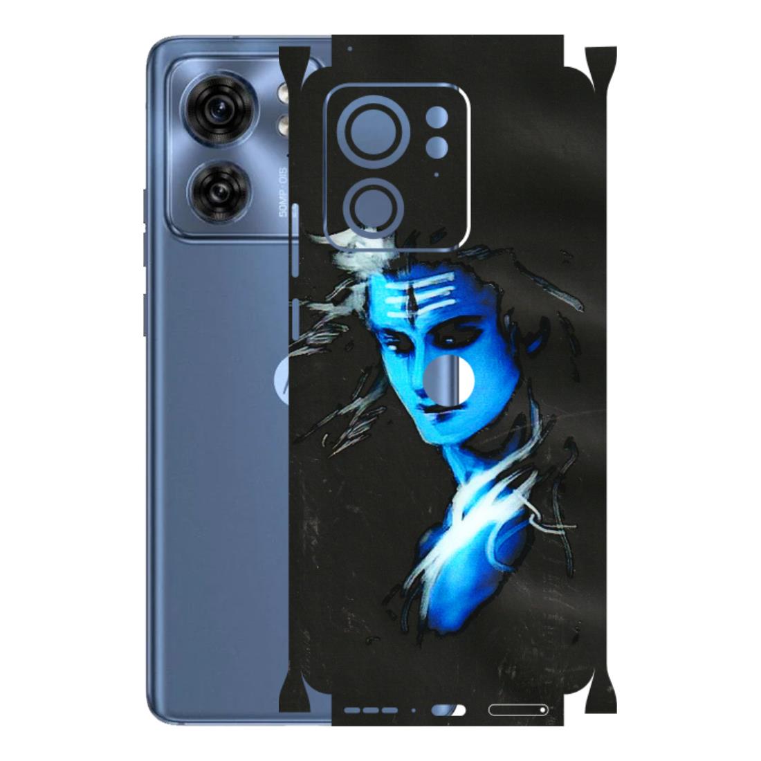 Motorola Phone Skins (All Models) - Har Har Mahadev Blue/Black - 3D Embossed Finish (L-185) Moto Edge 40 (5G)
