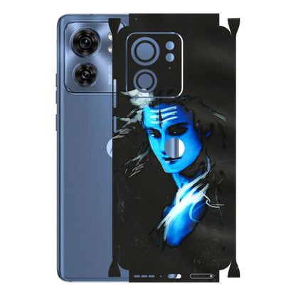 Motorola Phone Skins (All Models) - Har Har Mahadev Blue/Black - 3D Embossed Finish (L-185) Moto Edge 40 (5G)
