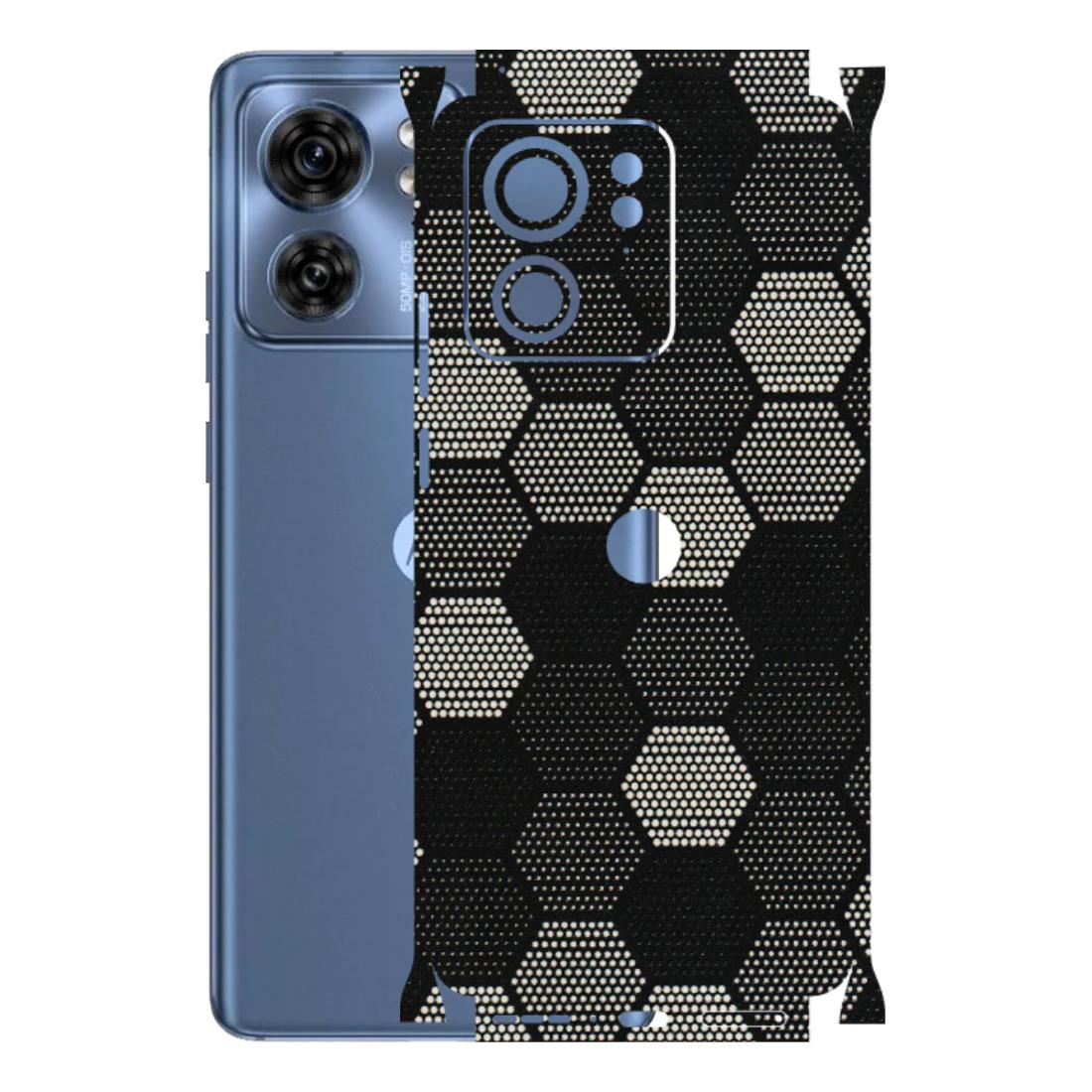 Motorola Phone Skins (All Models) - Black & White Dotted Honeycomb Texture - 3D Embossed Finish (L-202) Moto Edge 40 (5G)