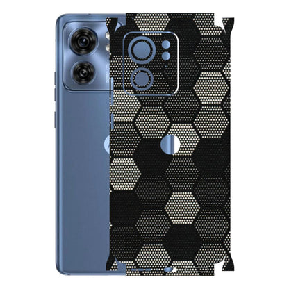 Motorola Phone Skins (All Models) - Black & White Dotted Honeycomb Texture - 3D Embossed Finish (L-202) Moto Edge 40 (5G)