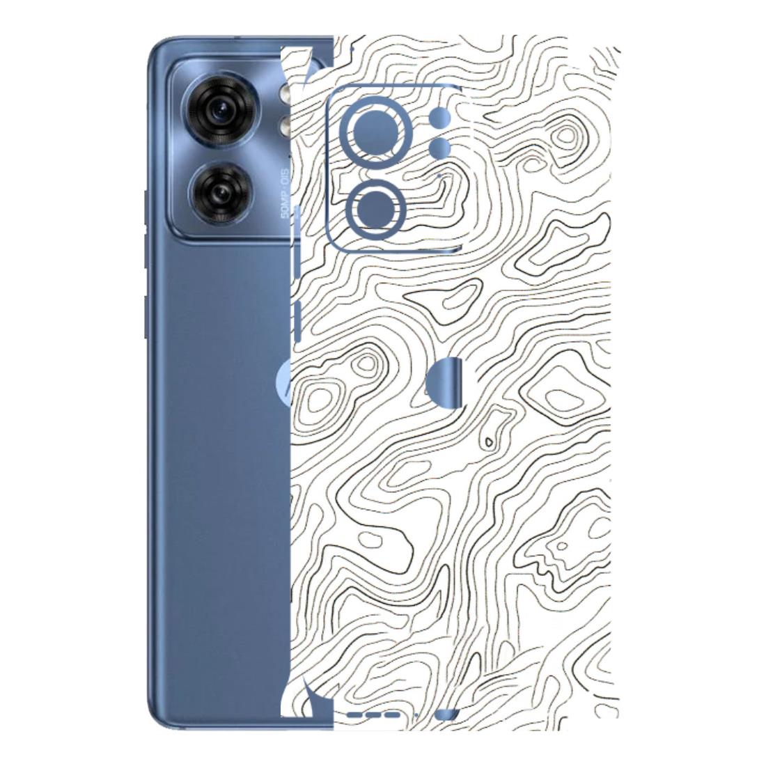 Motorola Phone Skins (All Models) - White Black Swirls - 3D Embossed Finish (L-219) Moto Edge 40 (5G)