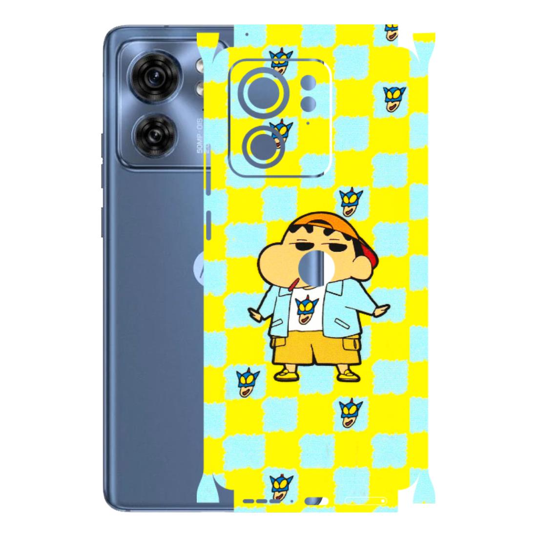 Motorola Phone Skins (All Models) - Yellow Blue Shinchan Cute - 3D Embossed Finish (L-221) Moto Edge 40 (5G)
