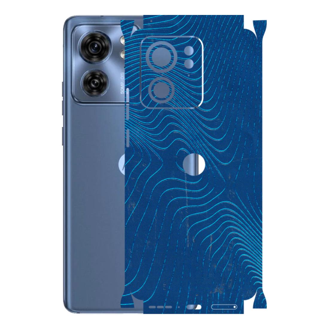 Motorola Phone Skins (All Models) - Abstract Blue Line Map - 3D Embossed Finish (L-272) Moto Edge 40 (5G)