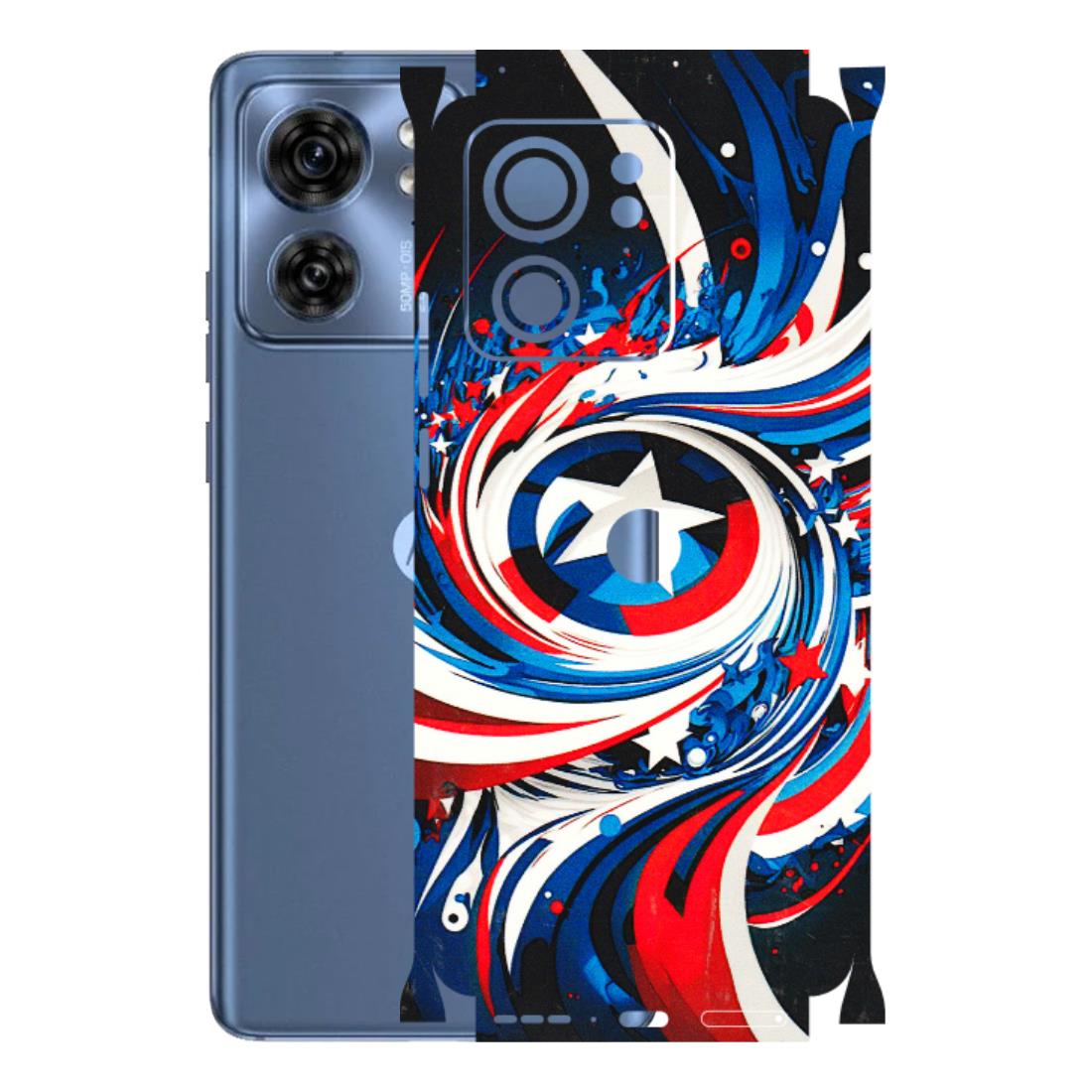 Motorola Phone Skins (All Models) - Captain America Logo - 3D Embossed Finish (L-307) Moto Edge 40 (5G)