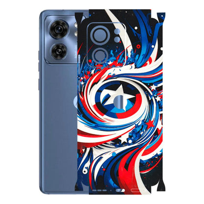 Motorola Phone Skins (All Models) - Captain America Logo - 3D Embossed Finish (L-307) Moto Edge 40 (5G)