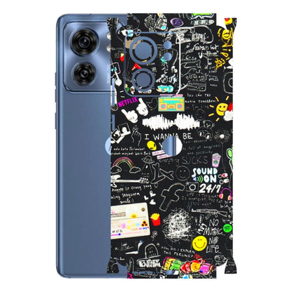 Motorola Phone Skins (All Models) - Black Creatives Doodles - 3D Embossed Finish (L-311) Moto Edge 40 (5G)