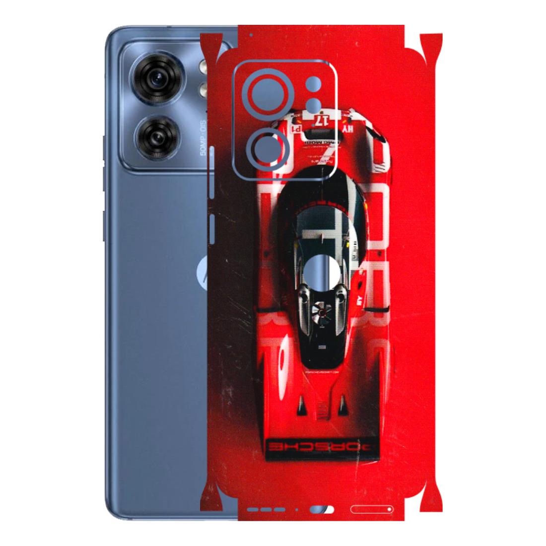 Motorola Phone Skins (All Models) - Red Porsche Car Logo - 3D Embossed Finish (L-315) Moto Edge 40 (5G)