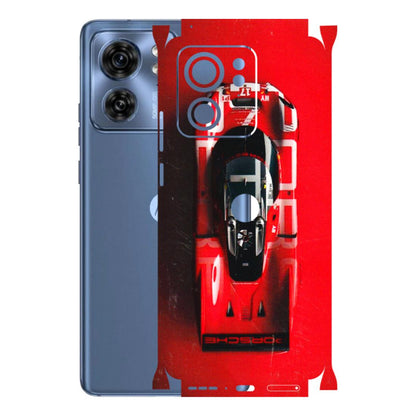 Motorola Phone Skins (All Models) - Red Porsche Car Logo - 3D Embossed Finish (L-315) Moto Edge 40 (5G)