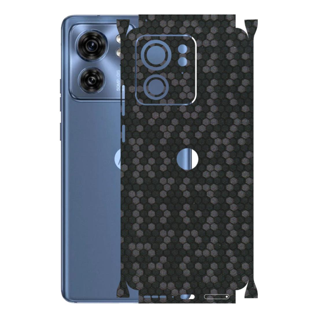 Motorola Phone Skins (All Models) - Black Grey Honeycomb Sober - 3D Embossed Finish (L-85) Moto Edge 40 (5G)