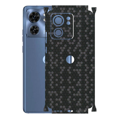 Motorola Phone Skins (All Models) - Black Grey Honeycomb Sober - 3D Embossed Finish (L-85) Moto Edge 40 (5G)