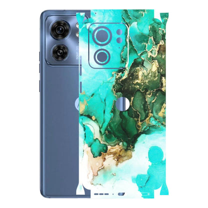 Motorola Phone Skins (All Models) - The Blue Gold Marble - Matte Finish (M-124) Moto Edge 40 (5G)