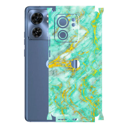 Motorola Phone Skins (All Models) - Green And Gold Marble Feel - Matte Finish (M-16) Moto Edge 40 (5G)
