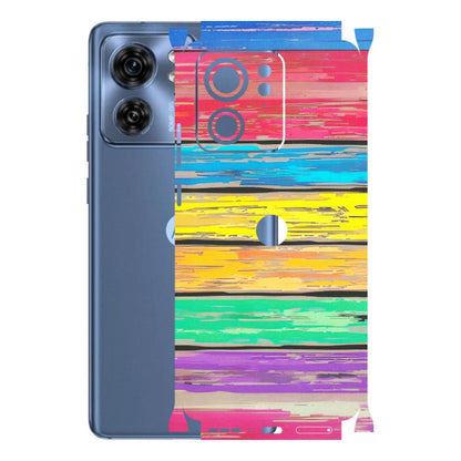 Motorola Phone Skins (All Models) - Multi Colour Wooden Wall - Matte Finish (M-96) Moto Edge 40 (5G)