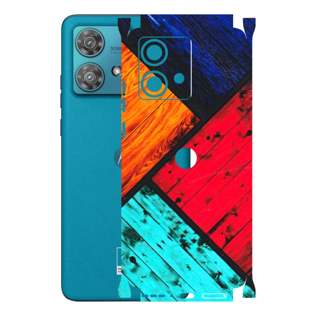 Motorola Phone Skins (All Models) - Colourful Wood Panels Abstract - 3D Embossed Finish (L-09) Moto Edge 40 Neo (5G)