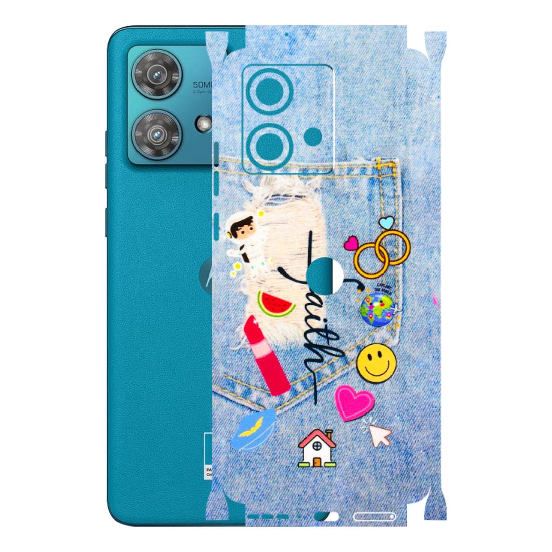 Motorola Phone Skins (All Models) - Denim Jeans Pocket - 3D Embossed Finish (L-134) Moto Edge 40 Neo (5G)