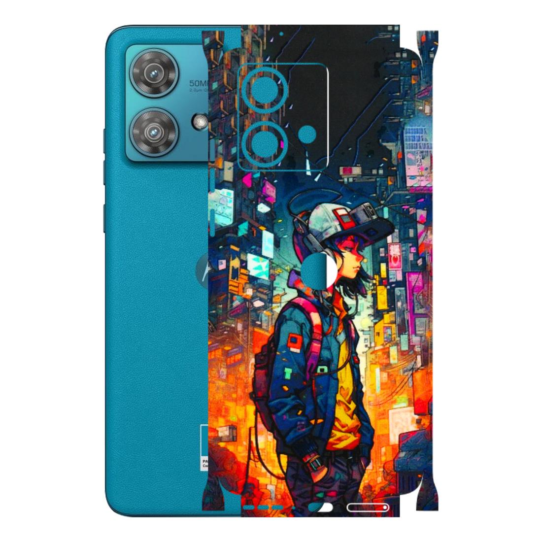 Motorola Phone Skins (All Models) - Street Anime Guy - 3D Embossed Finish (L-158) Moto Edge 40 Neo (5G)