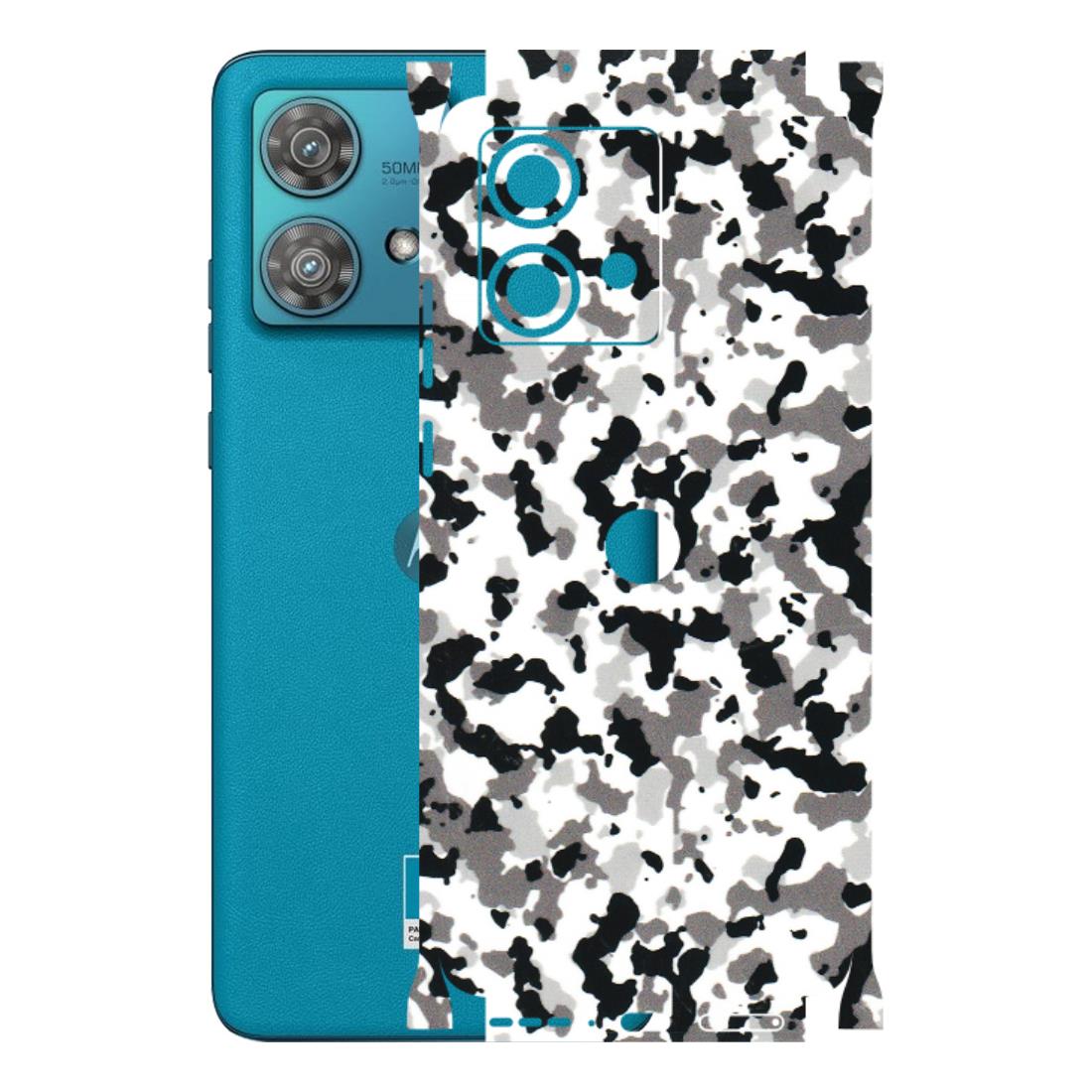 Motorola Phone Skins (All Models) - White Black Camouflage - 3D Embossed Finish (L-18) Moto Edge 40 Neo (5G)