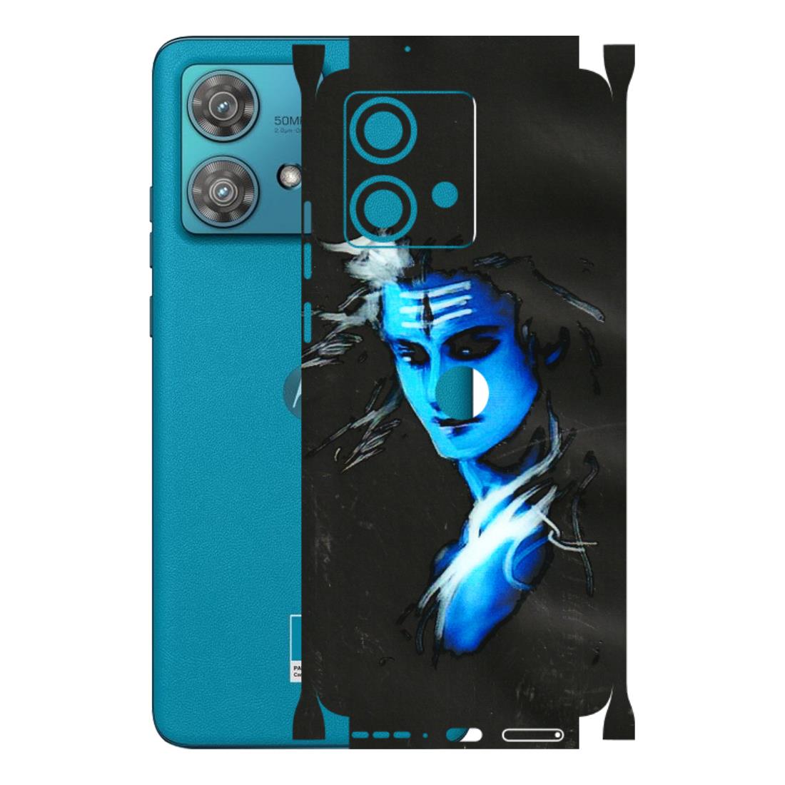 Motorola Phone Skins (All Models) - Har Har Mahadev Blue/Black - 3D Embossed Finish (L-185) Moto Edge 40 Neo (5G)