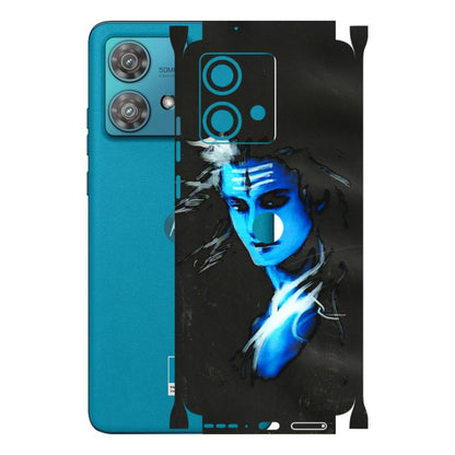 Motorola Phone Skins (All Models) - Har Har Mahadev Blue/Black - 3D Embossed Finish (L-185) Moto Edge 40 Neo (5G)