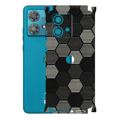 Motorola Phone Skins (All Models) - Black & White Dotted Honeycomb Texture - 3D Embossed Finish (L-202) Moto Edge 40 Neo (5G)