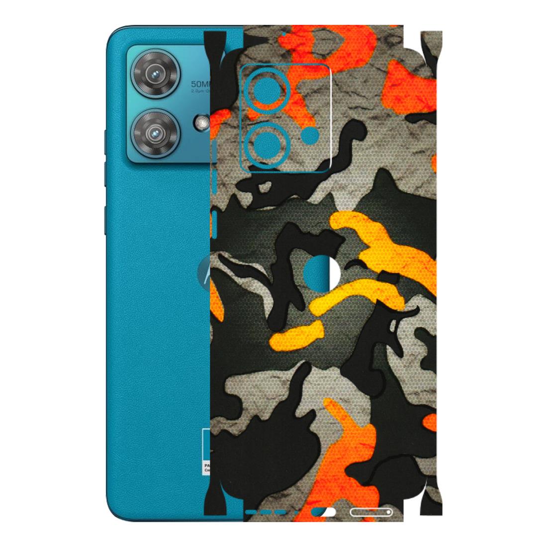 Motorola Phone Skins (All Models) - Orange Camouflage - 3D Embossed Finish (L-204) Moto Edge 40 Neo (5G)