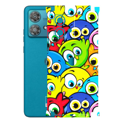 Motorola Phone Skins (All Models) - Cute Fluffy Birds - 3D Embossed Finish (L-213) Moto Edge 40 Neo (5G)