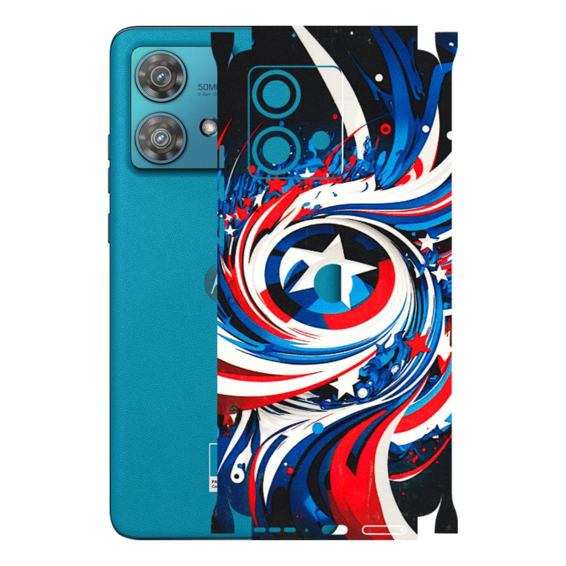 Motorola Phone Skins (All Models) - Captain America Logo - 3D Embossed Finish (L-307) Moto Edge 40 Neo (5G)