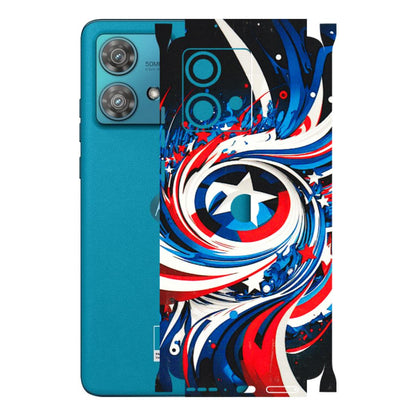 Motorola Phone Skins (All Models) - Captain America Logo - 3D Embossed Finish (L-307) Moto Edge 40 Neo (5G)
